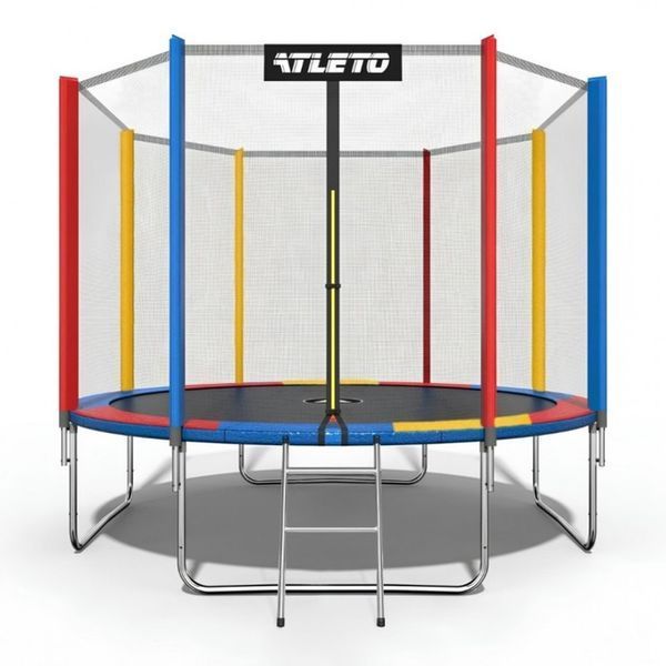 Батут Atleto 374 см з сіткою та драбинкою multikolor + подарунок м'ячик 21000140 фото