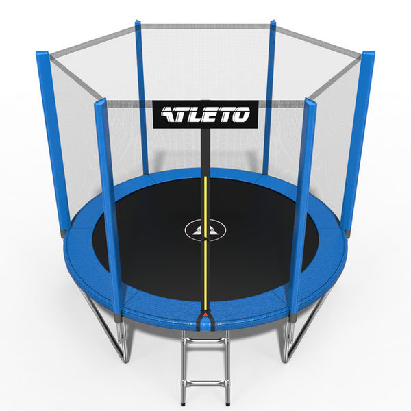 Батут дитячий з сіткою та драбинкою 183 см Atleto синій  42400454 фото