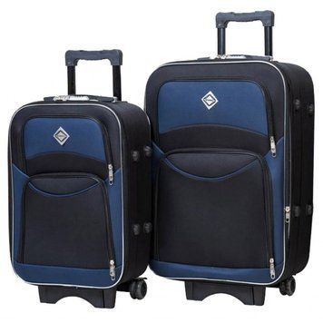 Валіза набір тканина 2 шт середня велика Bonro Style чорно-т.синій 42400026 фото