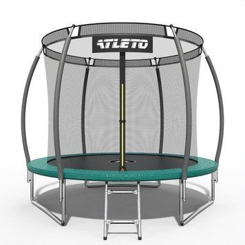 Батут дитячий 252 см з внутрішньою сіткою та драбинкою Atleto зелений + подарунок м'ячик 21000803 фото