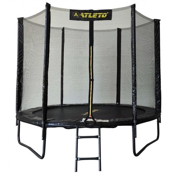 Батут з сіткою та драбинкою 252 см Atleto Black  42400582 фото
