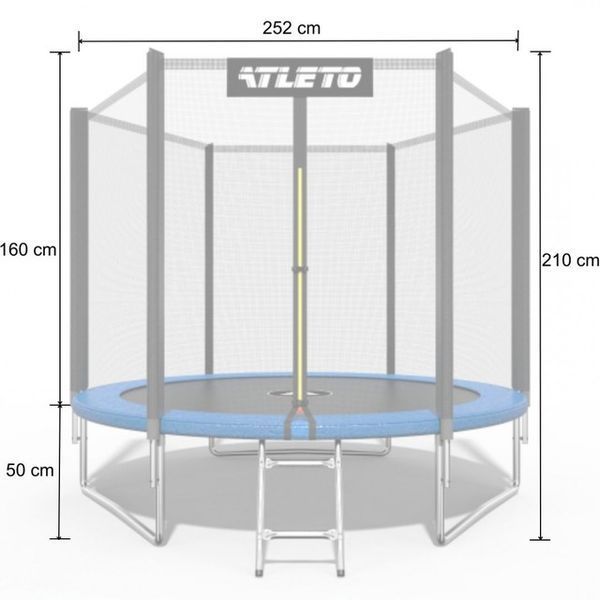 Батут дитячий з сіткою та драбинкою 252 см Atleto  20000800 фото