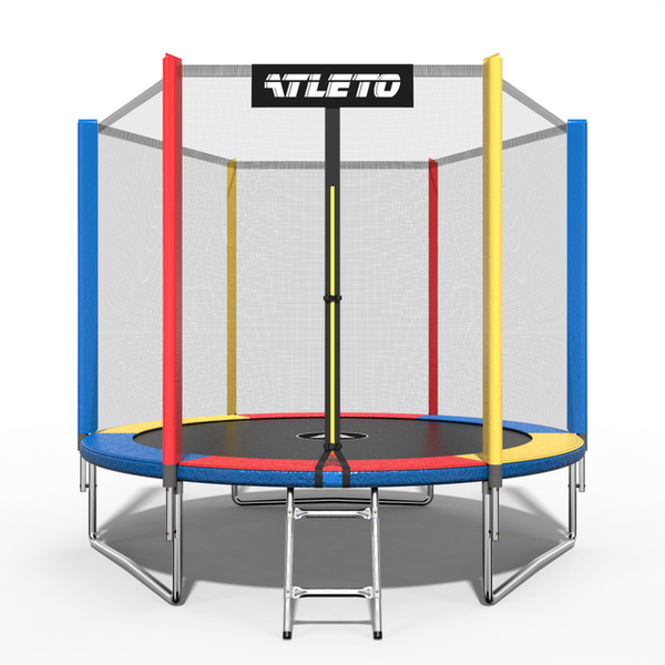 Батут Atleto 312 см с сеткой и стремянкой multikolor  21000133 фото
