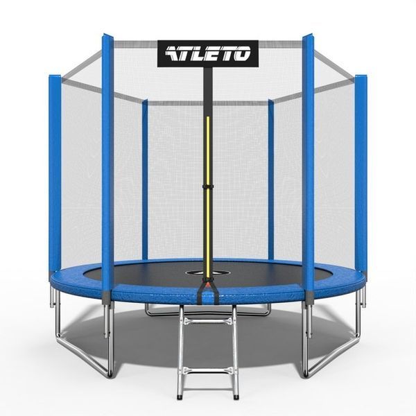 Батут дитячий з сіткою та драбинкою 312 см Atleto синій  42400471 фото